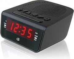 GPX C224B Dual Alarm Clock AM/FM Radio with Red LED Display (Black)