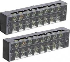 2pcs Bus Bar Terminal Blocks Dual Row Screw Terminal Strip for Electronics