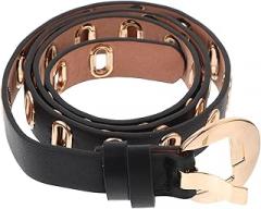 Milisten Pu Leather Fashion Belt with Eyelets for Women, Black Holed Waistband, Casual Dress and Jeans Accessory, Adjustable Waist Belt for Ladies