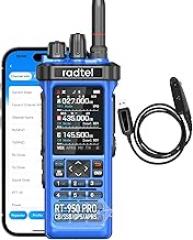 Radtel RT-950 PRO Ham Radio GPS/APRS, 10W Walkie Talkie Long Range Handheld Two Way Radio, SW/MW/LW RX, Bluetooth APP Programming, NOAA, Spectrum Analyzer,Blue(with Programming Cable)