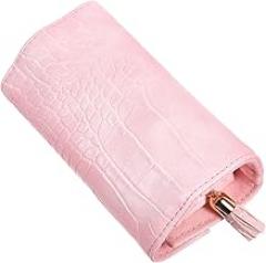 Milisten Travel Jewelry Storage Roll Pu Leather Necklace Organizer Pouch Small Portable Jewelry Bag for Women with Soft Velvet Lining Pink