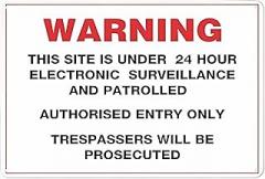 Warning This Site is Under 24 Hour Electronic Surveillance Safe Sign - 8
