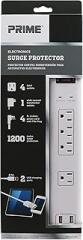 Prime Wire & Cable Prime Wire PB525106 6-Outlet Electronics Surge Protector with 14/3 SJT 4 Foot Cord and USB Charger, White