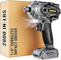 Cordless Impact Driver Compatible with DeWalt 20V Battery, 2800 In-lbs Brushless 1/4