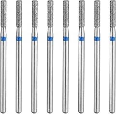 HARFINGTON 8pcs 120-140 Grits Diamond Grinding Bit 2.3mm Cylinder Head 2.35mm Shank 10mm Length Stone Sanding Drill Bits Rotary Tool for Ceramic Glass Nails Grinding Polishing