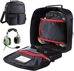 Pilot Headset Bag Aviation Headset Pilot Bag, Durable Aviation Flight Carry Case with Multiple Pockets for Aviation Headset, Pilot Kneeboard and Other Accessories