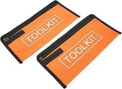 Waterproof Oxford Canvas Tool Organizer Pouch with Zipper, 28x13 cm Storage Bag for Hardware Toolkits, Screwdrivers, Wrenches, Pliers, Electronic Accessories, Garage Orange, 2-Pack