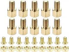YOKIVE 10 Sets Brass Hex Threaded Spacer Screw Nut Kit, Spacer with Female-Male Thread | Raising The PCB Board, Great for Electronics Industries (M4 5+6mm)