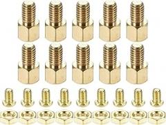 YOKIVE 10 Sets Brass Hex Threaded Spacer Screw Nut Kit, Spacer with Female-Male Thread | Raising The PCB Board, Great for Electronics Industries (M4 6+6mm)