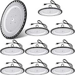 Retisee 10 Pieces UFO LED High Bay Light 150W, 16500LM, 6500K Daylight, LED Commercial Shop Lights Fixtures AC100-277V, ETL Listed, Daylight with Power Cord for Warehouse Workshop Garage Factory