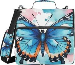 ZRYSMY Beautiful Butterfly Watercolor 3 Ring Zipper Binder for Office School - 500 Sheet Capacity, Multi-Pockets, 1.5-Inch, Sturdy Storage to Keep Documents Organized