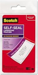 3M Scotch LS8535G Self-Sealing Laminating Pouches, 12.5 mil, 2 13/16 x 4 1/2, Luggage Tag, 5/Pack