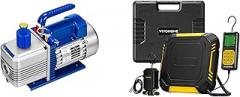 VIVOHOME 5 CFM 1/2 HP 2 Stage HVAC Vacuum Pump for R134a R12 R22 R502 R410a Systems, with Electronic Refrigerant Charging Scale with Separate Auto-Dosing Charge Valve