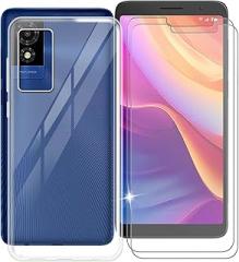 for TCL 501 Case, with 2 x Tempered Glass Screen Protector, Anti-Scratch Shock-Proof Clear Soft TPU Bumper Cover Ultra-Thin Case for TCL 501 (6.00