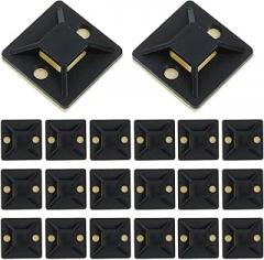 100Pcs Cable Tie Mounts Adhesive-Backed Zip Tie Holders Cable Management Base for Electronics Wire Organization Home Office Use Black 25X25Mm