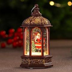 haozaikeji Christmas Snow Globe Lantern Christmas Water Lantern Vintage Santa Claus Water Globe Nightlight Holiday Decoration Gift for Home Party Tabletop Xmas