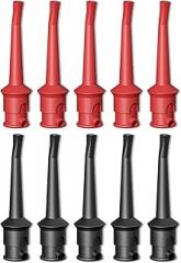 Goupchn 10PCS Multimeter Test Hook Clips SMD IC Cable Welding Test Clip for DIY Electronic Components Testing Red&Black