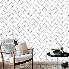 JLHOUSE Peel and Stick Wallpaper Hexagon White/Black Self Adhesive Removable Wallpaper for Bedroom Living Room Walls 17.7inch x 118inch Thickness Vinyl Film