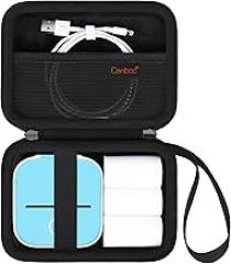 Canboc Carrying Case for Memoking/Ponek/Phomemo/Omezizy/Memoqueen T02 Mini Printer Sticker Printer, T02 Portable Thermal Printer Box for Thermal Paper, USB Cable, Black (Case Only)