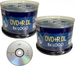 DVD+R DL Double Layer Logo 8X 8.5GB 240min Video – LSK Media Logo Top, 100 Discs, 2-Pack, 50 Pack in Spindle | Blank DVDs for Burning Video | DVD Discs Blank | Recordable DVDs