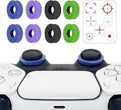 MYSTICHOME 8 Pack Precision Rings Aim Assist for PS5, for PS4, Compatible with Xbox Controllers Accessories– Control with Soft Silicone Rings–Compatible with Fortnite&FPS Games,Blue+Purple+Black+Green