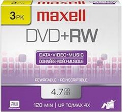 MAXELL 634015 / 634043 4.7 GB DVD Plus RW Media, 3-Pack