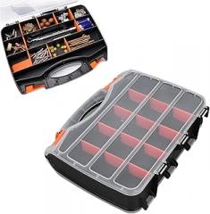 Hardware Organizer Box with Removable Divider, Double Side Parts Organizer, Portable Small Parts Organizer for Nuts, Bolts, Screws, Nails, Electronic Components