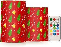 Christmas Tree and Bellls Flameless Candles Color Changing Electronic Operated LED Pillar Candle with Remote and Timer for Decor Halloween Christmas Valentine's Day