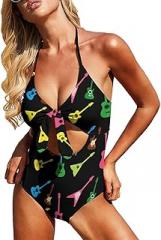 Tie Knot Front Swim Suit for Women, Sexy Cutout Bathing Suit