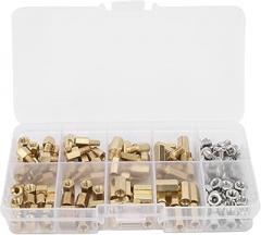 Brass Hex Standoff Spacer Pillar M4 Stainless Steel Screws Nuts Assortment Kit Durable Easy Install for Industrial Equipment Electronics DIY Projects 136Pcs