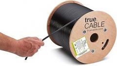 trueCABLE Cat6A Direct Burial, Shielded FTP, 500ft, Waterproof, Outdoor Rated CMX, Black, 23AWG Solid Bare Copper, 750MHz, PoE++ (4PPoE), ETL Listed, Bulk Ethernet Cable