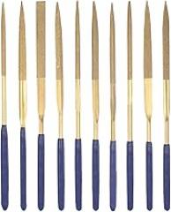 uxcell Diamond Needle File Set, 3mm x 140mm Titanium Coated File Handles 10pcs, Includes Round Square Cutter Double Half Round Flat Triangle Oval Flat Pointed Triangle