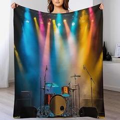 Drum Kit Modern Throw Blanket, Lightweight Soft Cozy Electronic Musical Instrument Blanket for Couch Sofa Bed, 30