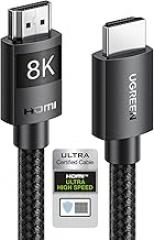 UGREEN HDMI 2.1 Cable Certified 8K 6.6FT Ultra High Speed HDMI Cord Braided 48Gbps 4K@240Hz 10K@60Hz with Dynamic HDR eARC Dolby Atmos HDCP Compatible with PS5 PS4 Xbox Roku TV HDTV Blu-ray Projector