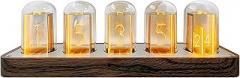 Nixie Tube Clock Electronic LED Glow mulation Retro Modern Wooden Alarm Clock USB Powered Home Decoration Gift