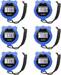 6 Packs Multi-Function Electronic Digital Sport Stopwatch Timer, Large Display with Date Time and Alarm Function, Sports Coaches Fitness Coaches and Referees NavyBlue