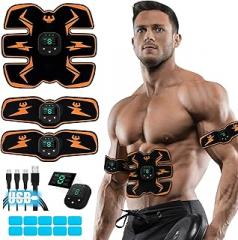 Electronic Muscle Stimulator, Abs Stimulator, EMS Abdominal Muscle Stimulator,Muscle Trainer,USB Rechargeable Gear for Abdomen/Arm/Leg, Ab Stimulator Equipment for Men Women,12 Free Gel Pads
