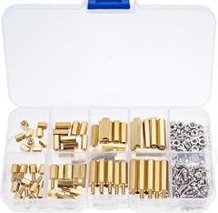 M2.5 Male Female Hex Brass Spacer Standoff Screw Nut Assortment Kit 180pcs with Hexagonal Standoffs Screws and Nuts for Electronics Motherboard and Industrial Equipment Storage Box Included