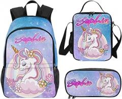 Custom Backpacks Girls Unicorn Backpack Kid's Backpack School Bag for Girls Child Back to School Gift Customized Backpack Set for Girls Boys Kids girls backpacks ages 8-10,10-12,Book Bag for Girls