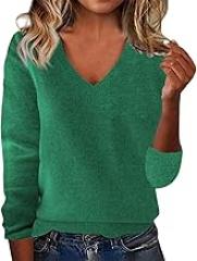 Cashmere Sweaters for Women V Neck Long Sleeve Plain Cozy Lounge Warm Sweater Fall Winter Pullover Causal Clothes
