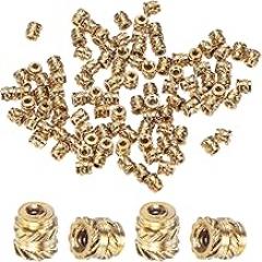100-Pack Threaded Inserts - M1 x 2mm L x 2mm OD Brass Heat Set Insert Nuts, for 3D Printing Components/Plastic Parts/Miniature Electronics Female Metric Knurled Nuts