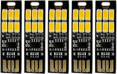 3200K 6 LED USB Lamp, Portable Night Light Bright Mini Keychain Light with Touch Dimming for Camping Car, Pack of 5