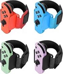 [4 PACK] Wristband for Just-Dance 2026 2025 2024 2023 Nintendo Switch/ for Zumba Burn It Up, Band for Joy-Con Grip, Adjustable Wrist Strap for Adult Teens and Kids, Skin-Kindly (Black Black/ Red Blue)