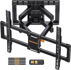 Perlegear UL Listed Full Motion TV Wall Mount for 42-90 inch TVs up to 132 lbs, TV Mount with Dual Articulating Arms, Tool-Free Tilt, Swivel, Extension, Leveling, Max VESA 600x400mm, 16