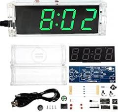 Gikfun 4-Digit LED Electronic Alarm Clock DIY Kits with Acrylic Shell Soldering Practice Learning Project EK1985-US