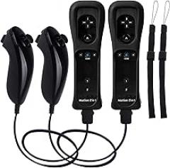 Motion Plus Wii Controllers 2Packs with Nunchucks, Wii Remote Controllers Compatible for wii and Wii U with Built in Motion Plus