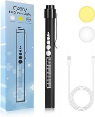 CAVN Rechargeable Pen Light with Pupil Gauge LED Penlights for Nurses Doctors, Warm/White Light, USB Rechargeable Medical Penlight Gifts for Nurses Nursing Student (Black)
