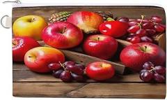 PNHDGBO Cute Small Pouch Zipper Coin Purse Fruits on Wood Makeup Cosmetic Bag Toiletry Zipper Pouch Electronic Organizer Travel Case Storage Pouches for Organization of Travel Shopping
