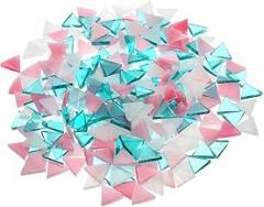 200g Stained Glass Triangle Blue White Pink Glass Tiles Bulk