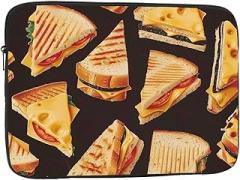 Cheese Sandwiches Printed Laptop Bag for Men Women Shockproof Laptop Bag for Travel Office School, black, 12 inch